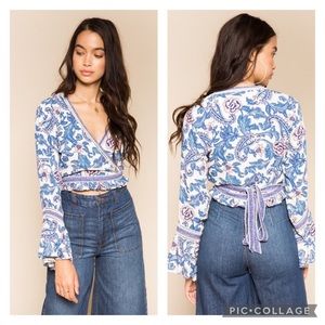 Spell & the Gypsy Collective Small Monaco Etienne Wrap Top Bell Sleeves